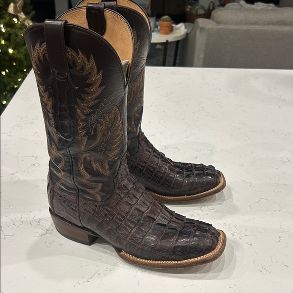 Lucchese Dark Brown Crocodile Leather Boots - Picture 2 of 9